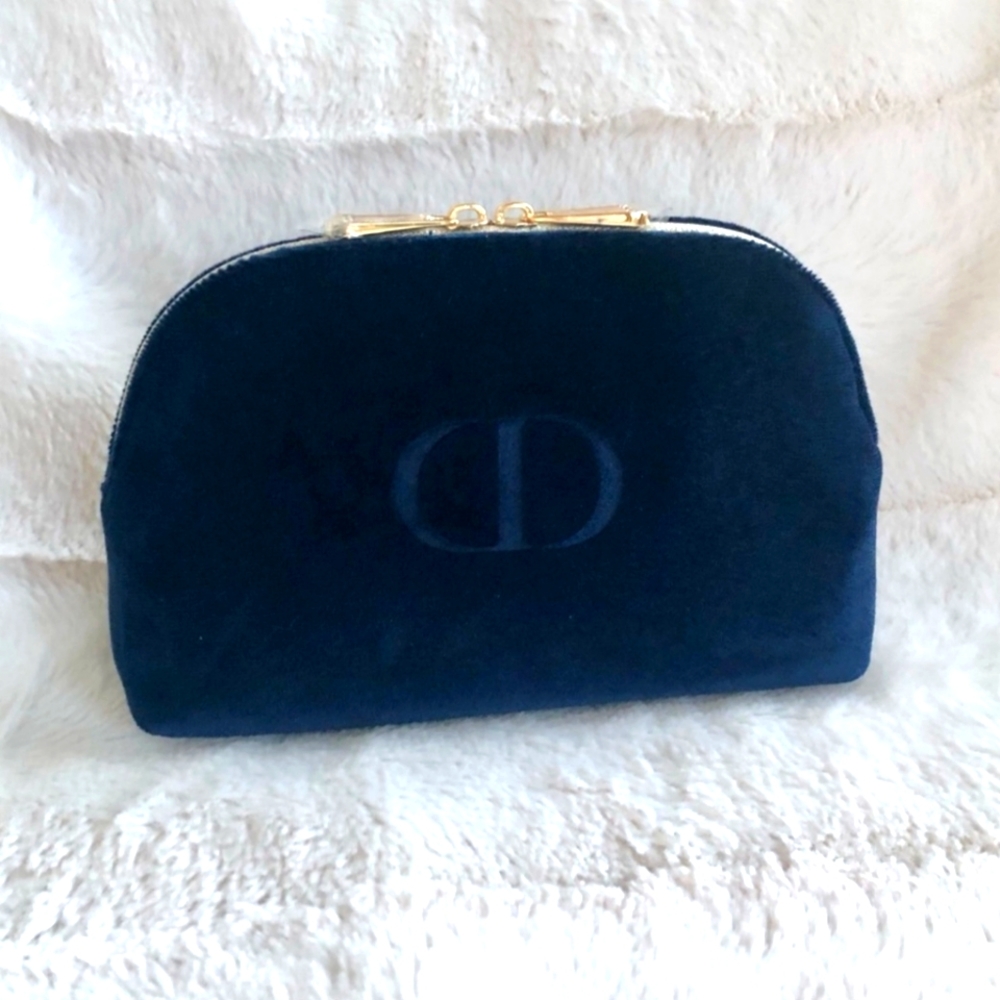 Dior Beauty Navy Velvety Logo Cosmetic Pouch